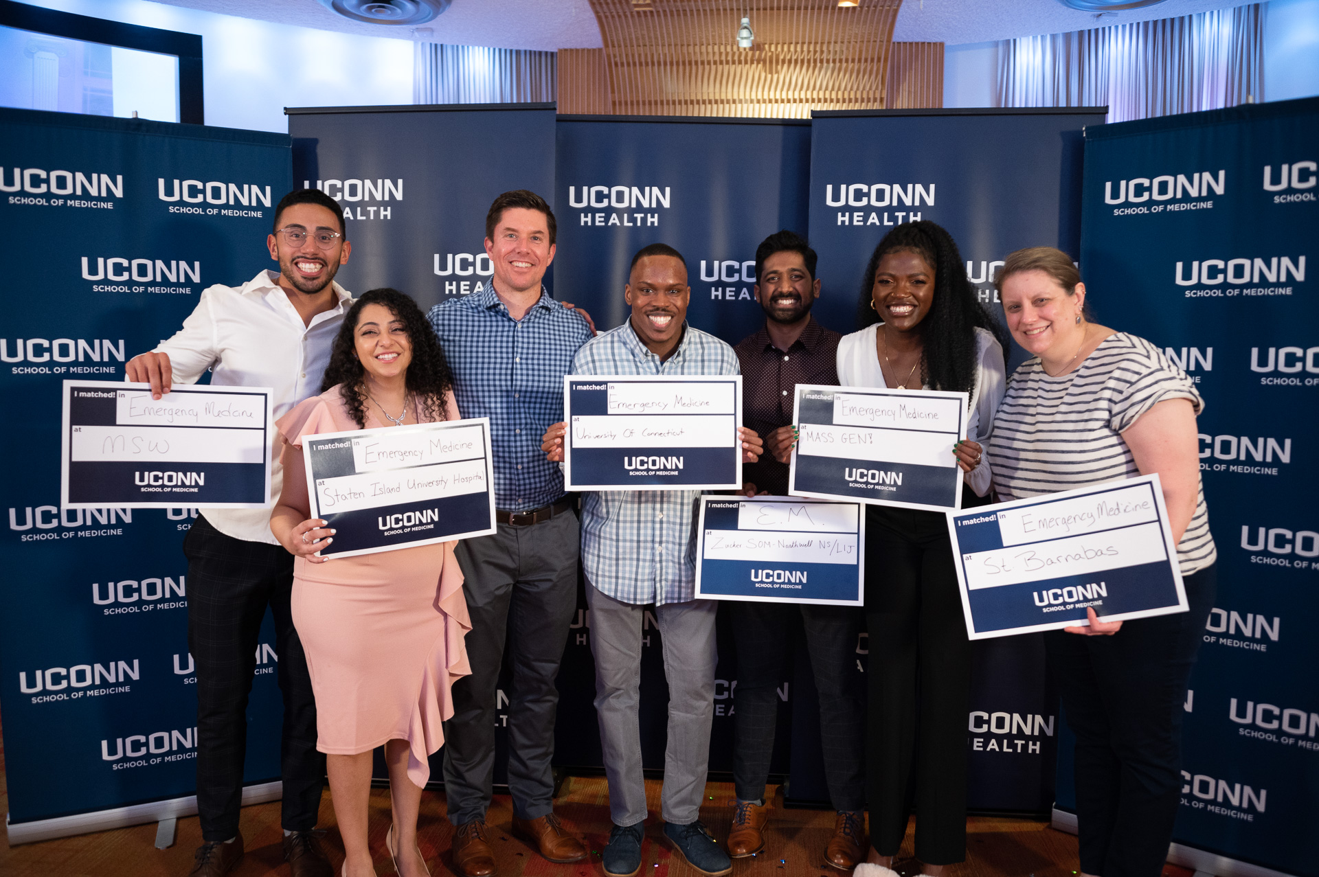 Fourth-year UConn School of Medicine students celebrated their residency placements on Match Day, March 18, 2022. (Tina Encarnacion/UConn Health photo)
