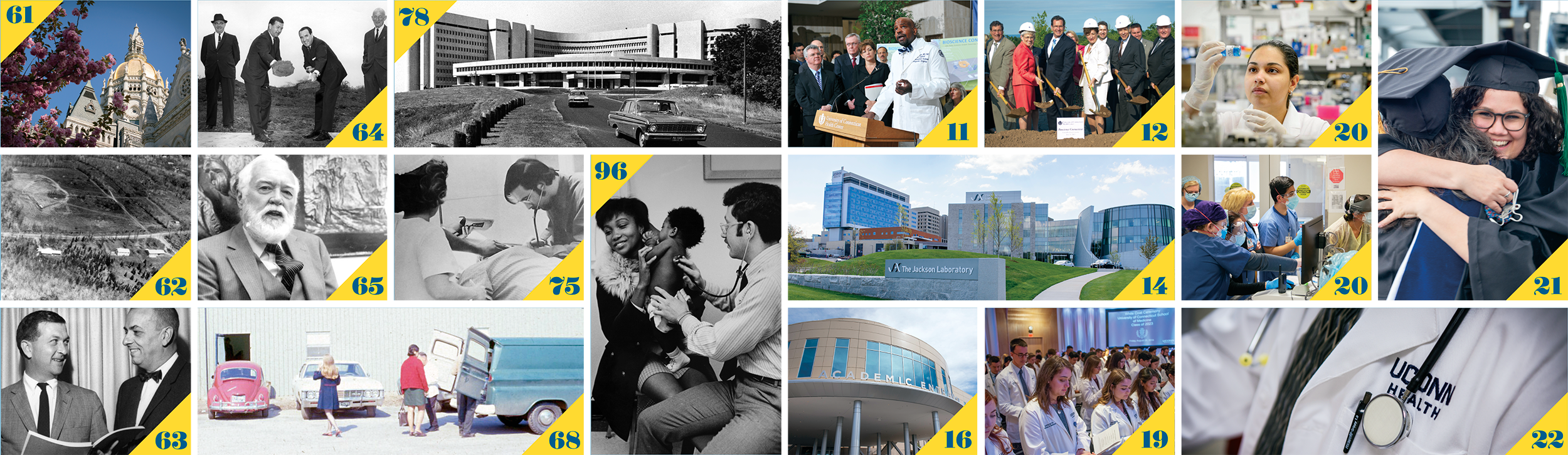 a compilation of images that showcase yearly achievements at UConn Health